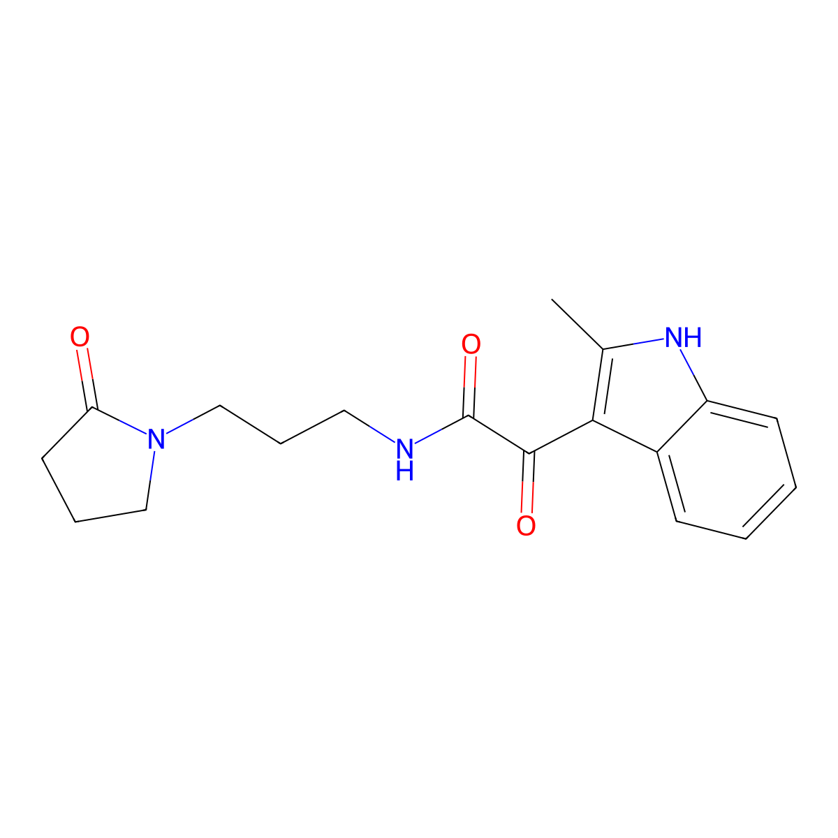 2-(2-methyl-1H-indol-3-yl)-2-oxo-N-[3-(2-oxopyrrolidin-1-yl)propyl]acetamide molecular structure, CAS 852369-02-9
