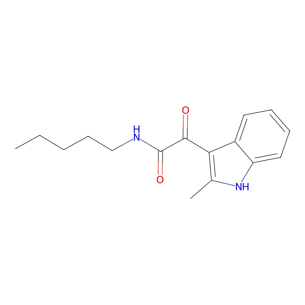 2-(2-methyl-1H-indol-3-yl)-2-oxo-N-pentylacetamide molecular structure, CAS 852369-03-0