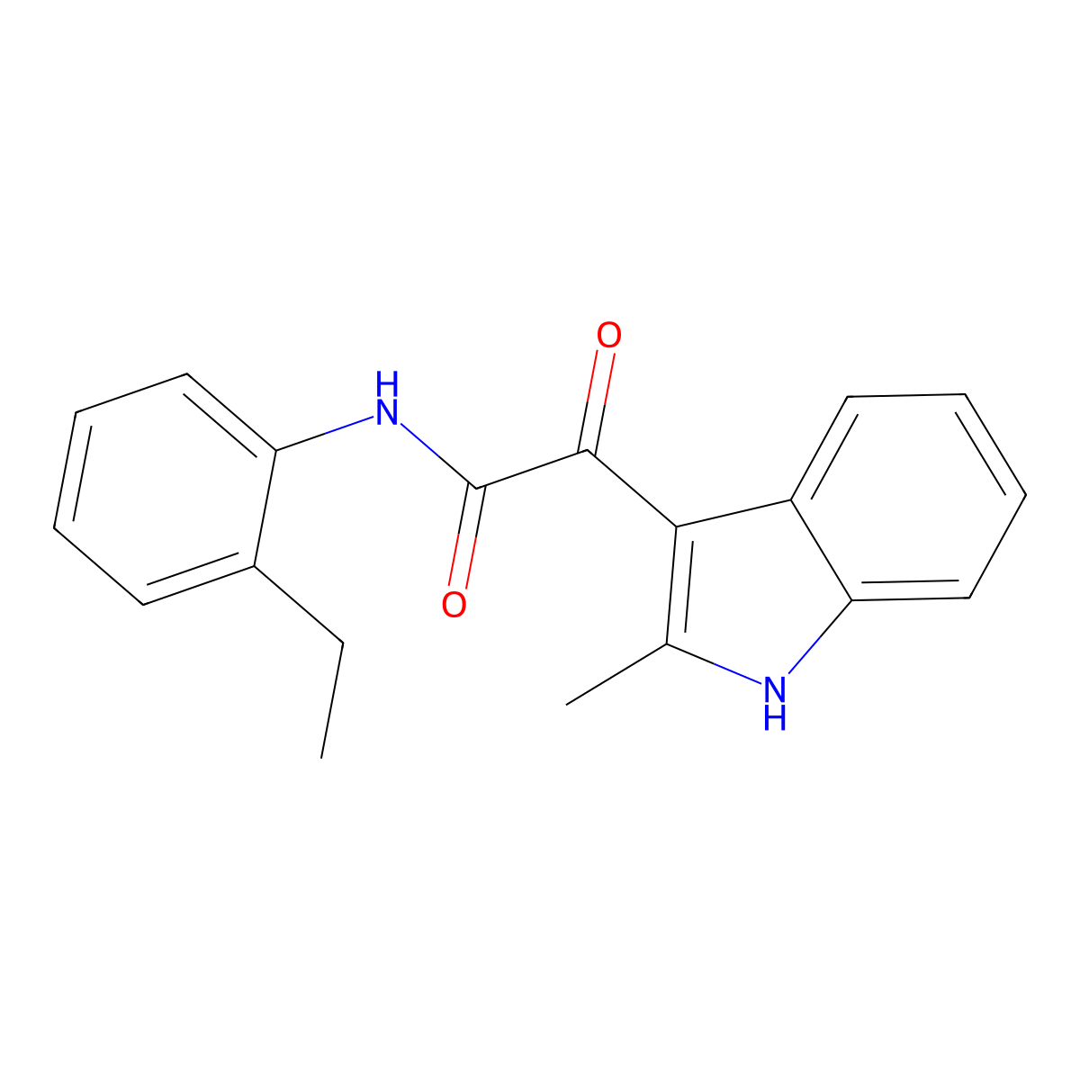 N-(2-ethylphenyl)-2-(2-methyl-1H-indol-3-yl)-2-oxoacetamide molecular structure, CAS 852369-13-2