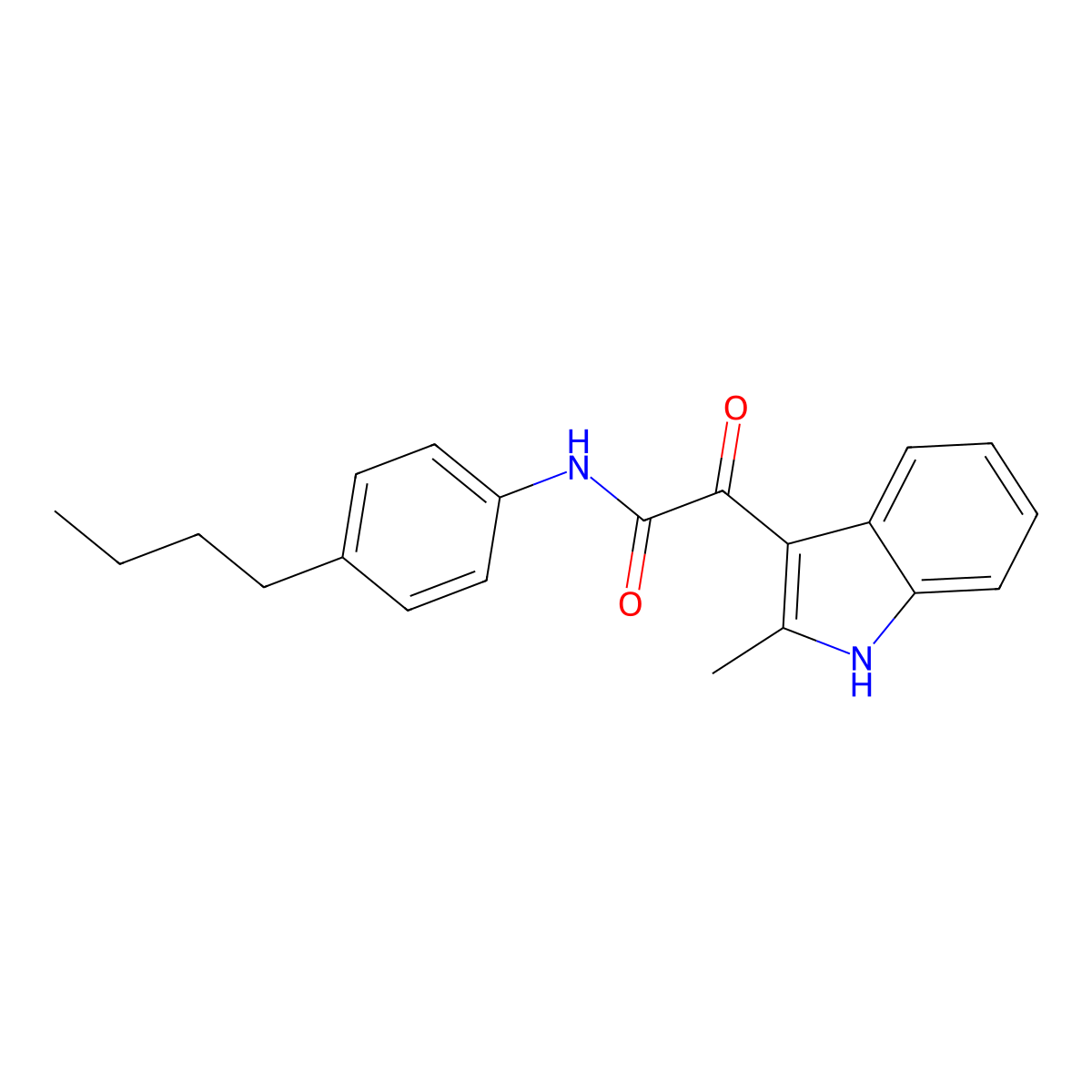 N-(4-butylphenyl)-2-(2-methyl-1H-indol-3-yl)-2-oxoacetamide molecular structure, CAS 852369-16-5