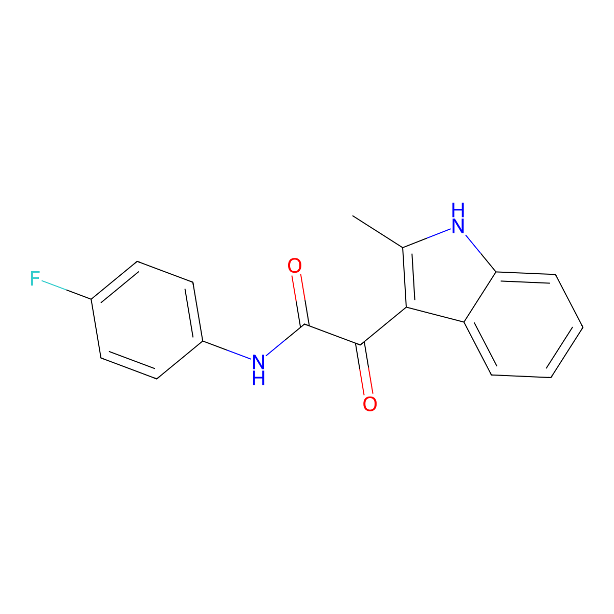 N-(4-fluorophenyl)-2-(2-methyl-1H-indol-3-yl)-2-oxoacetamide molecular structure, CAS 852369-18-7