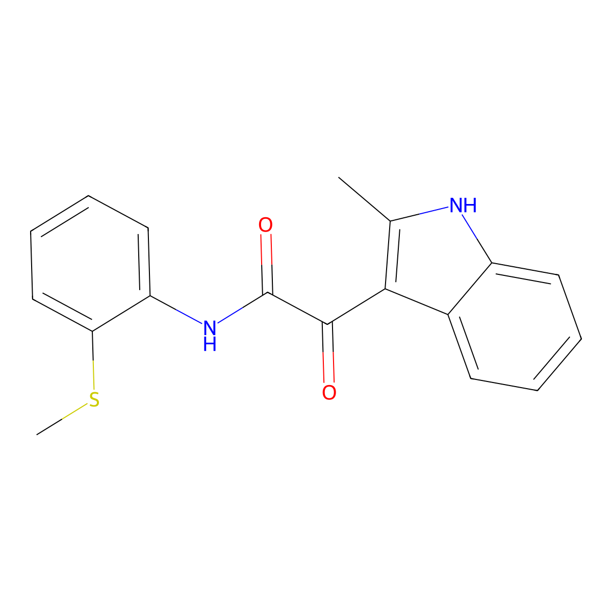 2-(2-methyl-1H-indol-3-yl)-N-(2-(methylthio)phenyl)-2-oxoacetamide molecular structure, CAS 852369-28-9