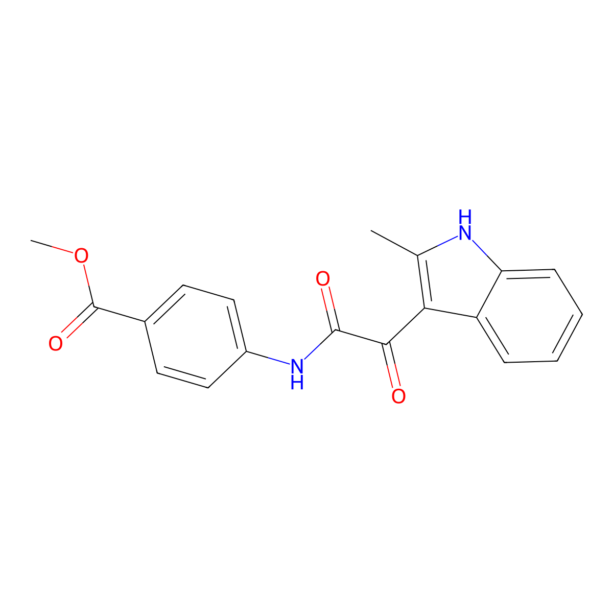 methyl 4-(2-(2-methyl-1H-indol-3-yl)-2-oxoacetamido)benzoate molecular structure, CAS 852369-33-6