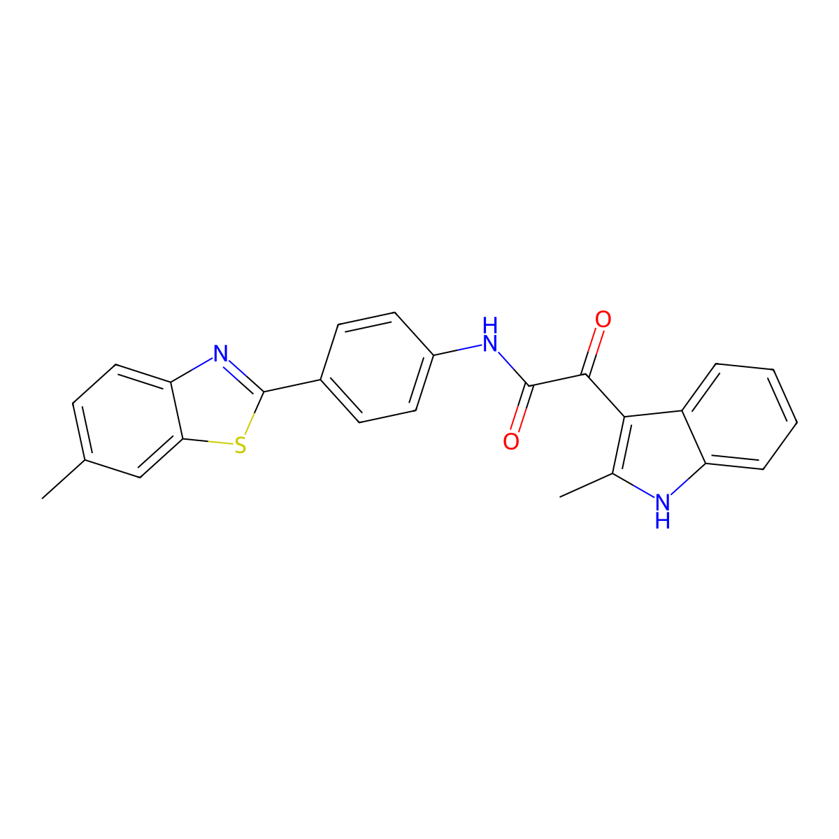 N-[4-(6-methyl-1,3-benzothiazol-2-yl)phenyl]-2-(2-methyl-1H-indol-3-yl)-2-oxoacetamide molecular structure, CAS 852369-37-0