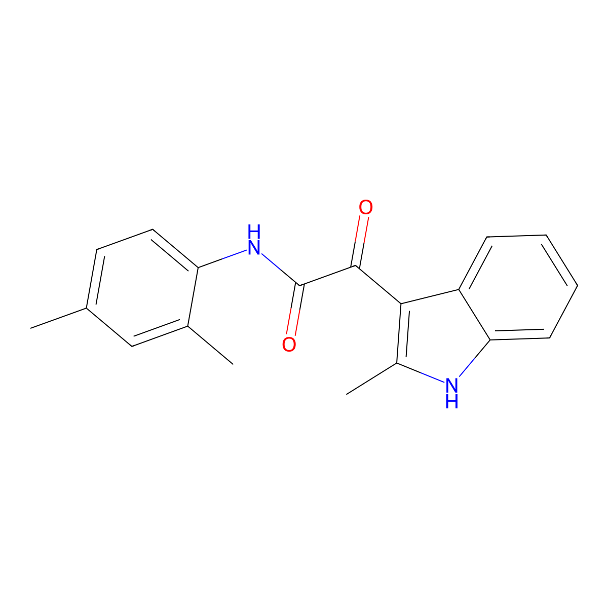 N-(2,4-dimethylphenyl)-2-(2-methyl-1H-indol-3-yl)-2-oxoacetamide molecular structure, CAS 852369-39-2