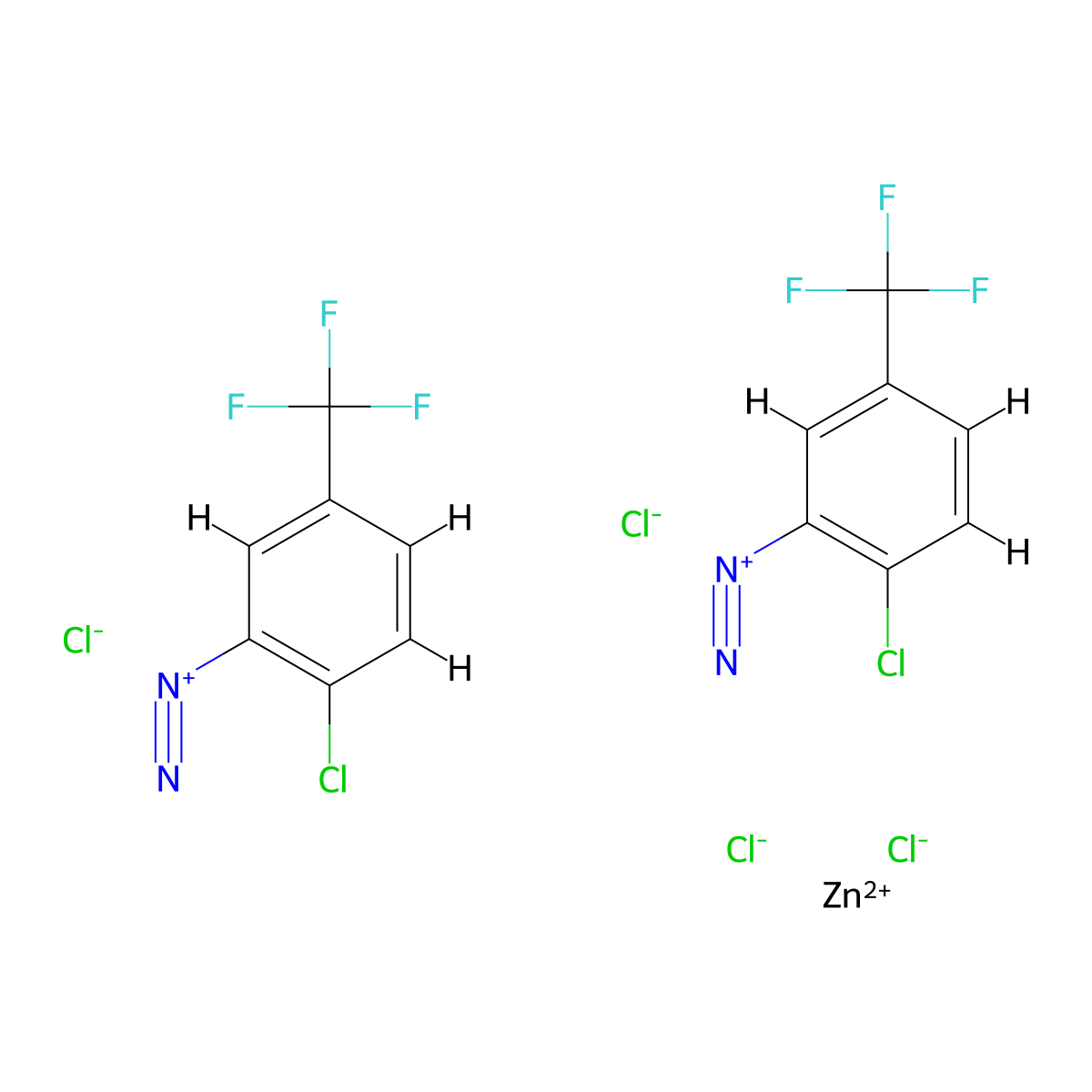 Benzenediazonium, 2-chloro-5-(trifluoromethyl)-, (T-4)-tetrachlorozincate(2-) (2:1) molecular structure, CAS 85237-43-0