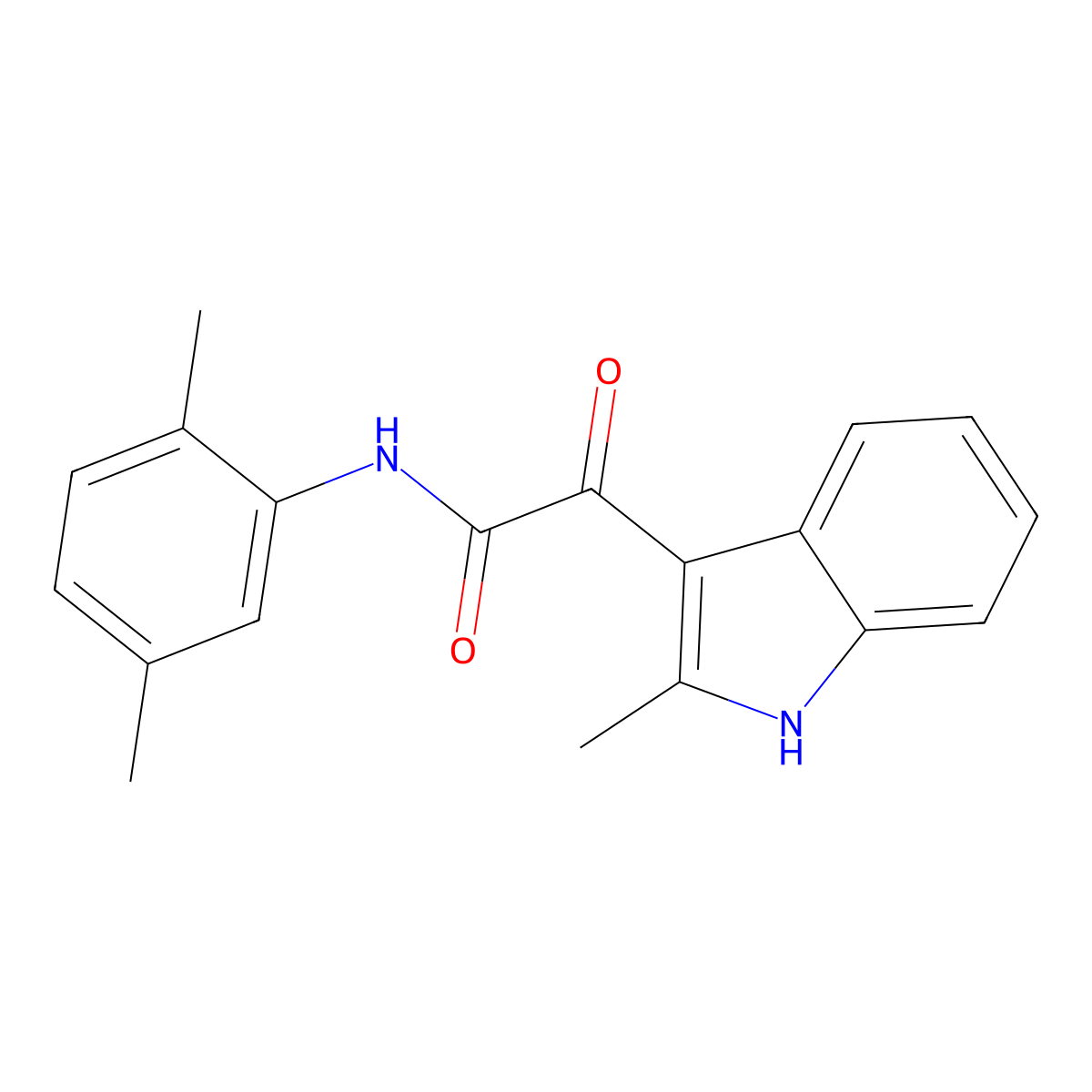 N-(2,5-dimethylphenyl)-2-(2-methyl-1H-indol-3-yl)-2-oxoacetamide molecular structure, CAS 852371-98-3