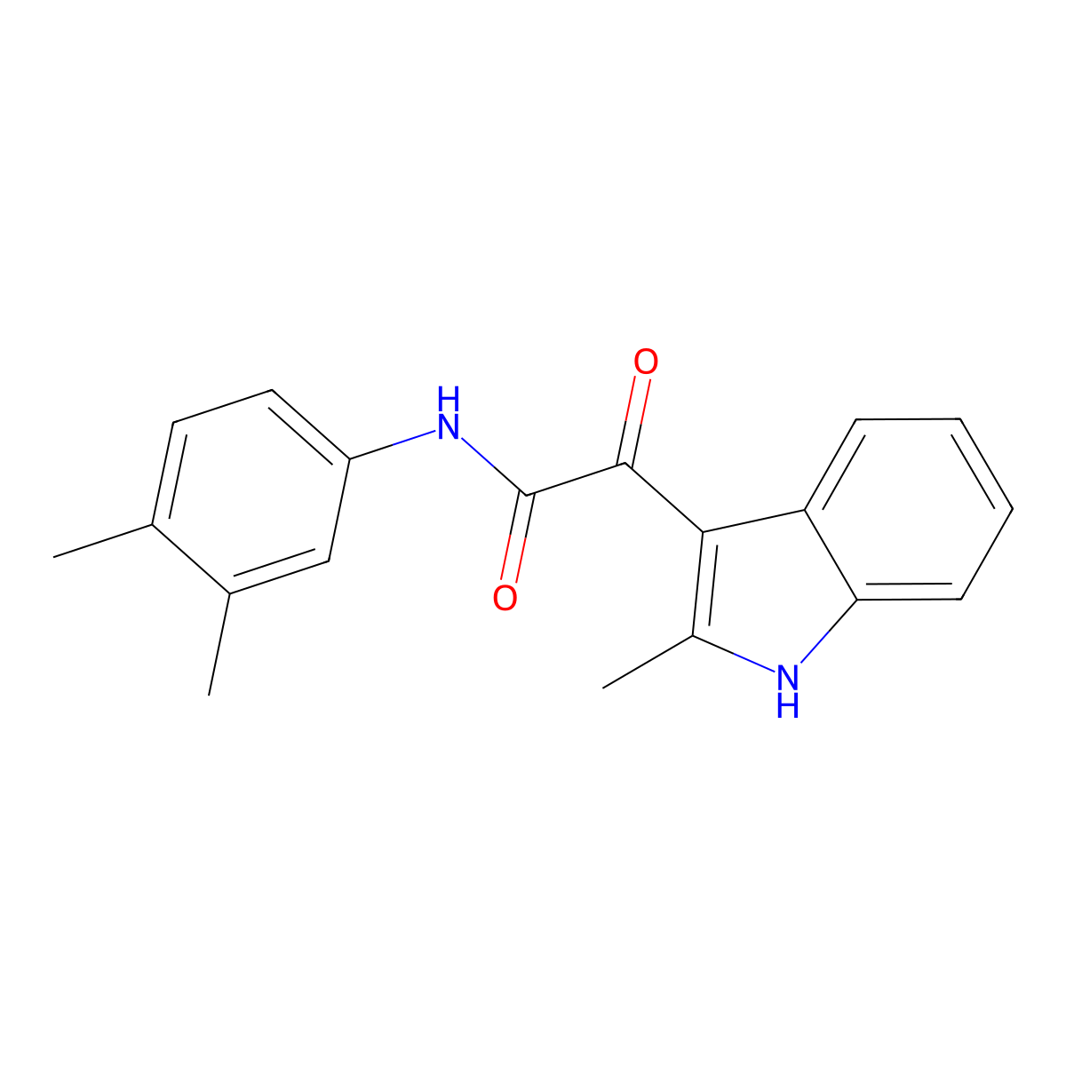 N-(3,4-dimethylphenyl)-2-(2-methyl-1H-indol-3-yl)-2-oxoacetamide molecular structure, CAS 852371-99-4