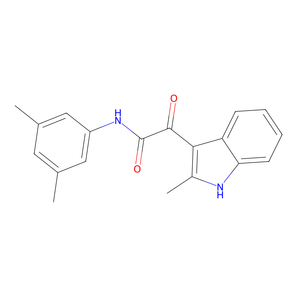 N-(3,5-dimethylphenyl)-2-(2-methyl-1H-indol-3-yl)-2-oxoacetamide molecular structure, CAS 852372-00-0