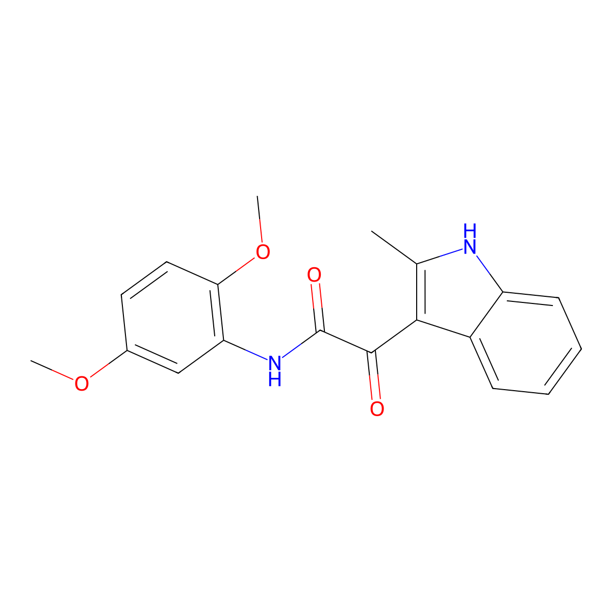 N-(2,5-dimethoxyphenyl)-2-(2-methyl-1H-indol-3-yl)-2-oxoacetamide molecular structure, CAS 852372-03-3
