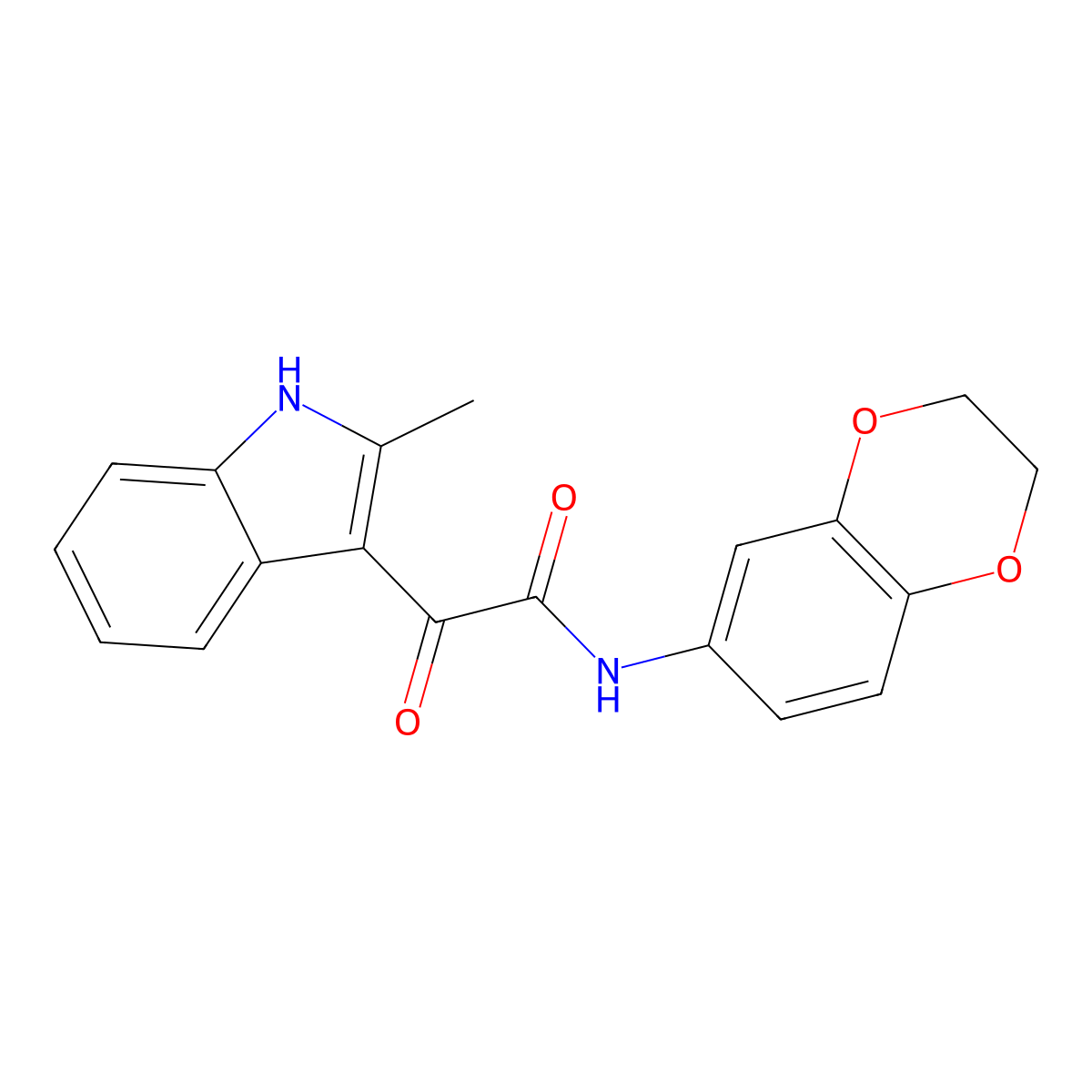 N-(2,3-dihydro-1,4-benzodioxin-6-yl)-2-(2-methyl-1H-indol-3-yl)-2-oxoacetamide molecular structure, CAS 852372-05-5