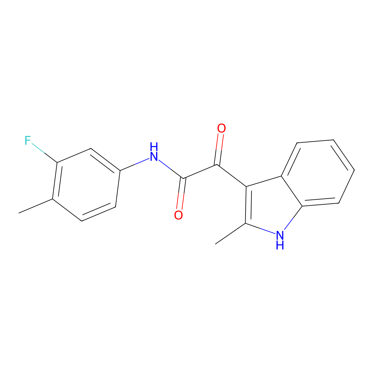 N-(3-fluoro-4-methylphenyl)-2-(2-methyl-1H-indol-3-yl)-2-oxoacetamide molecular structure, CAS 852372-09-9