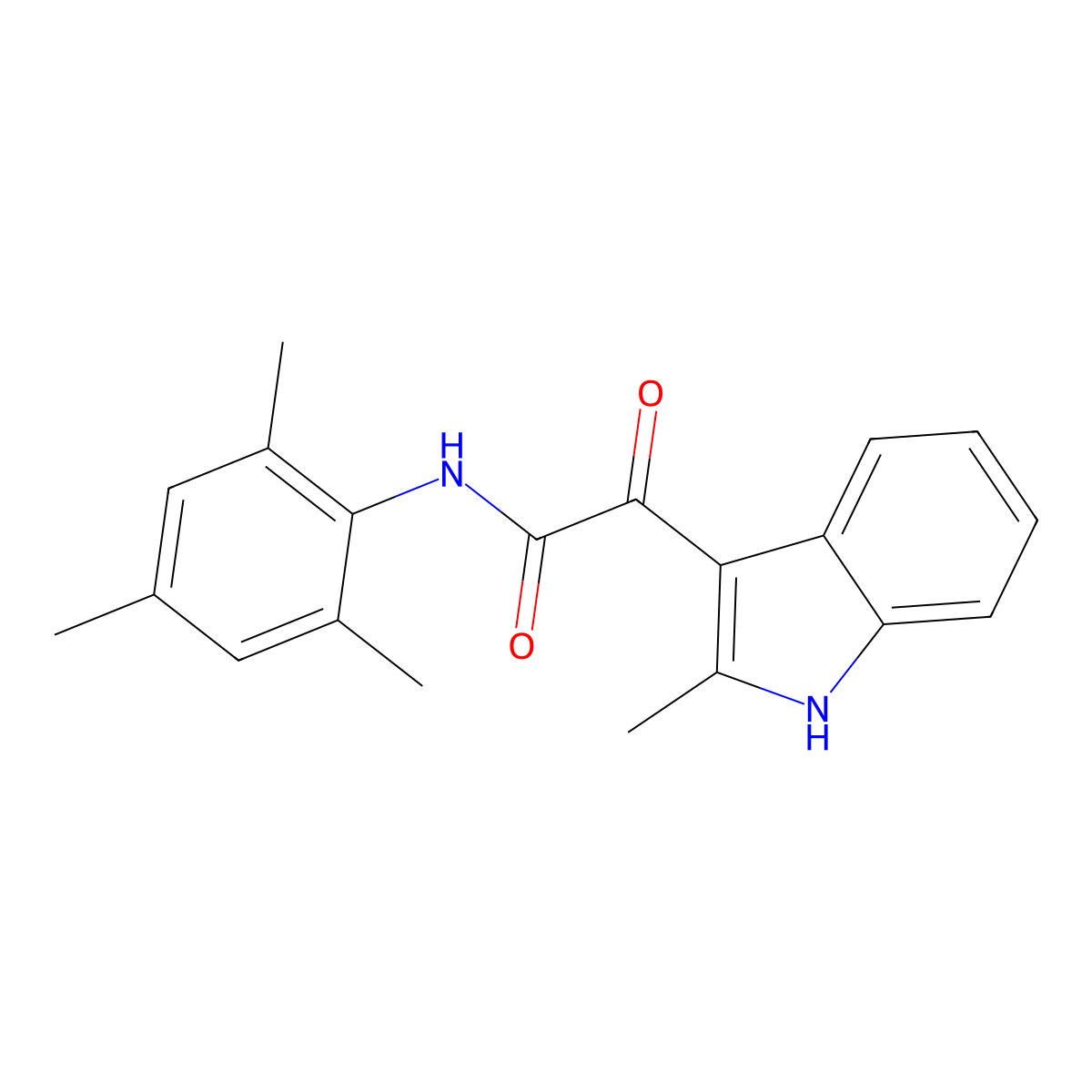 2-(2-methyl-1H-indol-3-yl)-2-oxo-N-(2,4,6-trimethylphenyl)acetamide molecular structure, CAS 852372-14-6