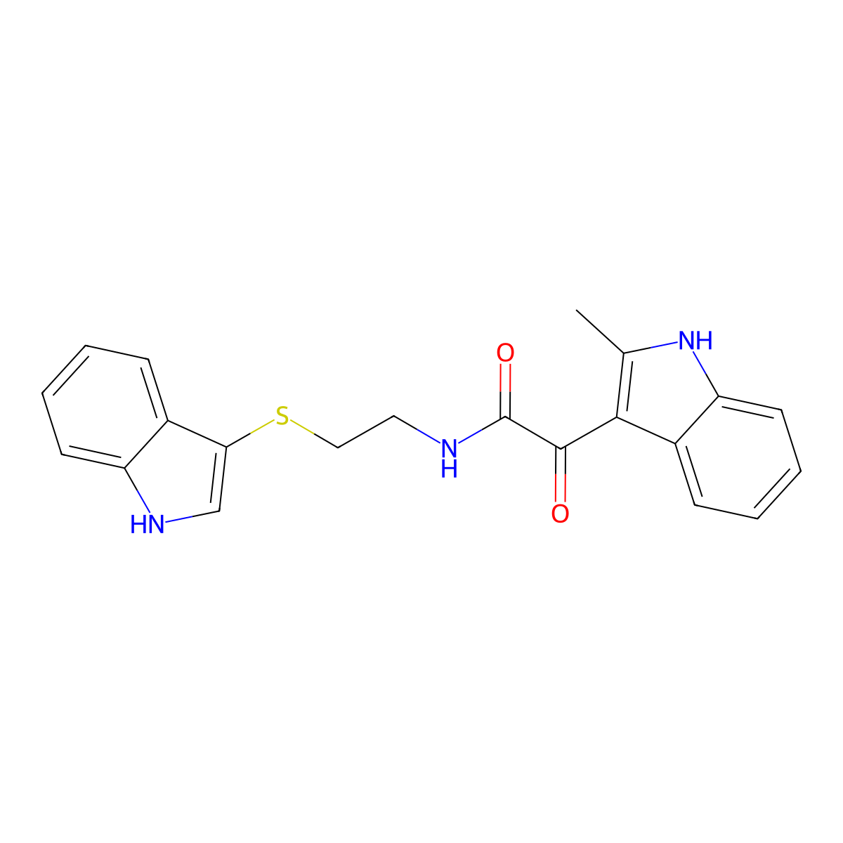 N-[2-(1H-indol-3-ylsulfanyl)ethyl]-2-(2-methyl-1H-indol-3-yl)-2-oxoacetamide molecular structure, CAS 852372-20-4