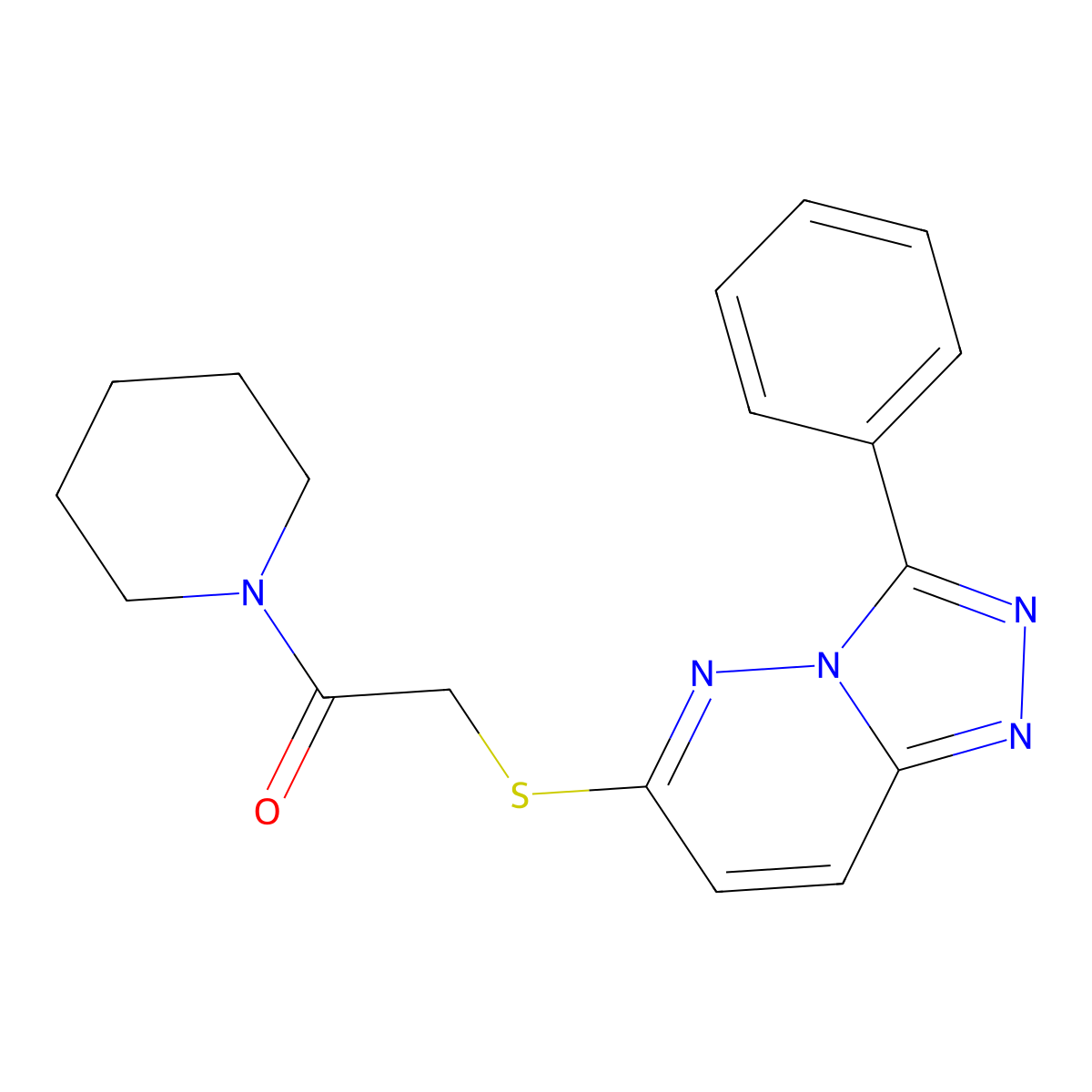 6-[(2-Oxo-2-piperidin-1-ylethyl)thio]-3-phenyl[1,2,4]triazolo[4,3-b]pyridazine molecular structure, CAS 852372-23-7