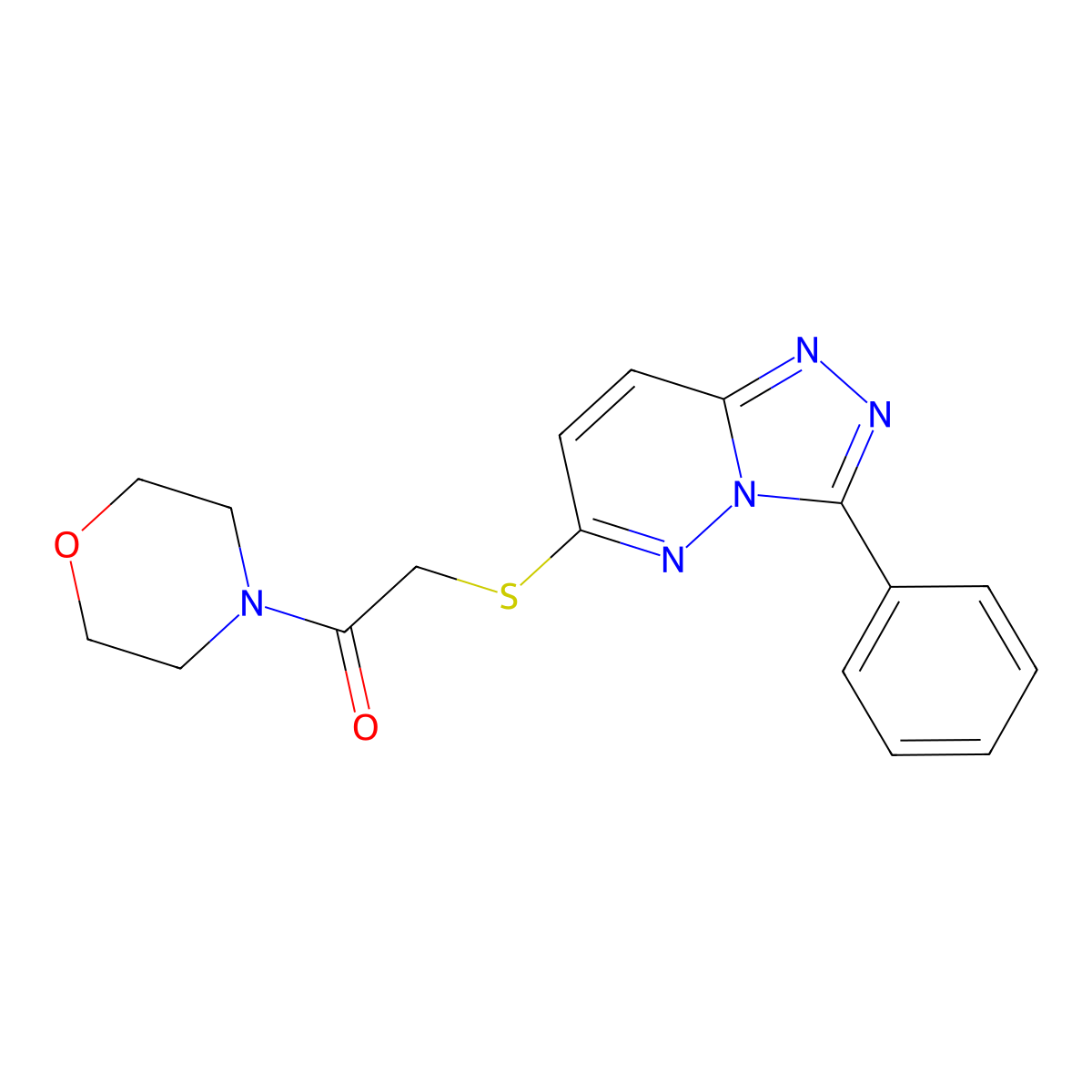 1-Morpholino-2-((3-phenyl-[1,2,4]triazolo[4,3-b]pyridazin-6-yl)thio)ethanone molecular structure, CAS 852372-25-9