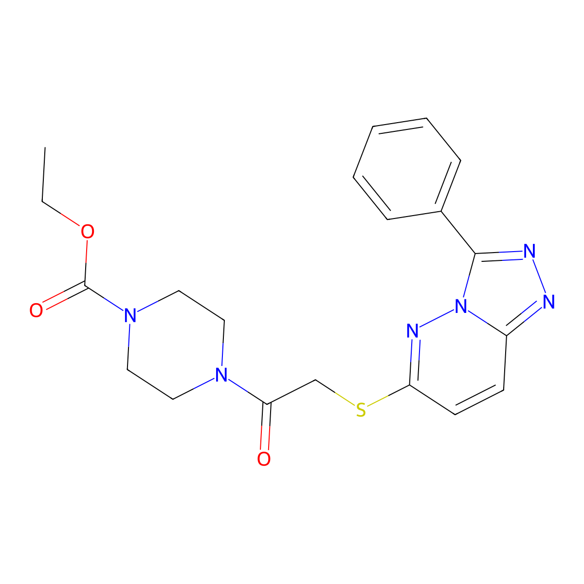 Ethyl 4-(2-((3-phenyl-[1,2,4]triazolo[4,3-b]pyridazin-6-yl)thio)acetyl)piperazine-1-carboxylate molecular structure, CAS 852372-27-1