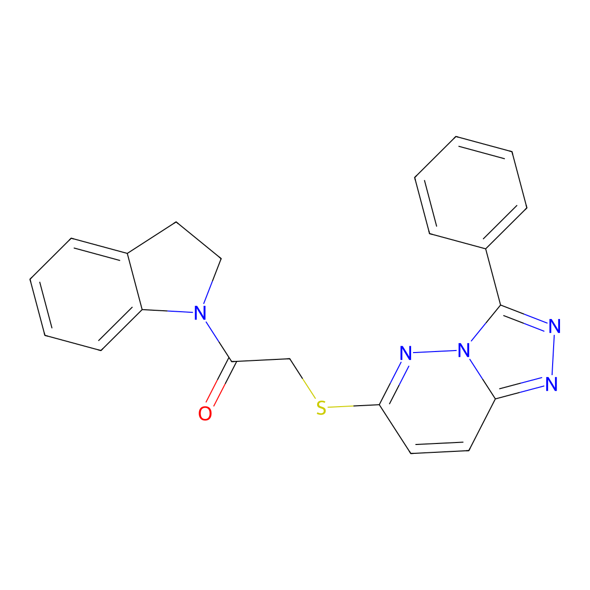 1-(Indolin-1-yl)-2-((3-phenyl-[1,2,4]triazolo[4,3-b]pyridazin-6-yl)thio)ethanone molecular structure, CAS 852372-29-3