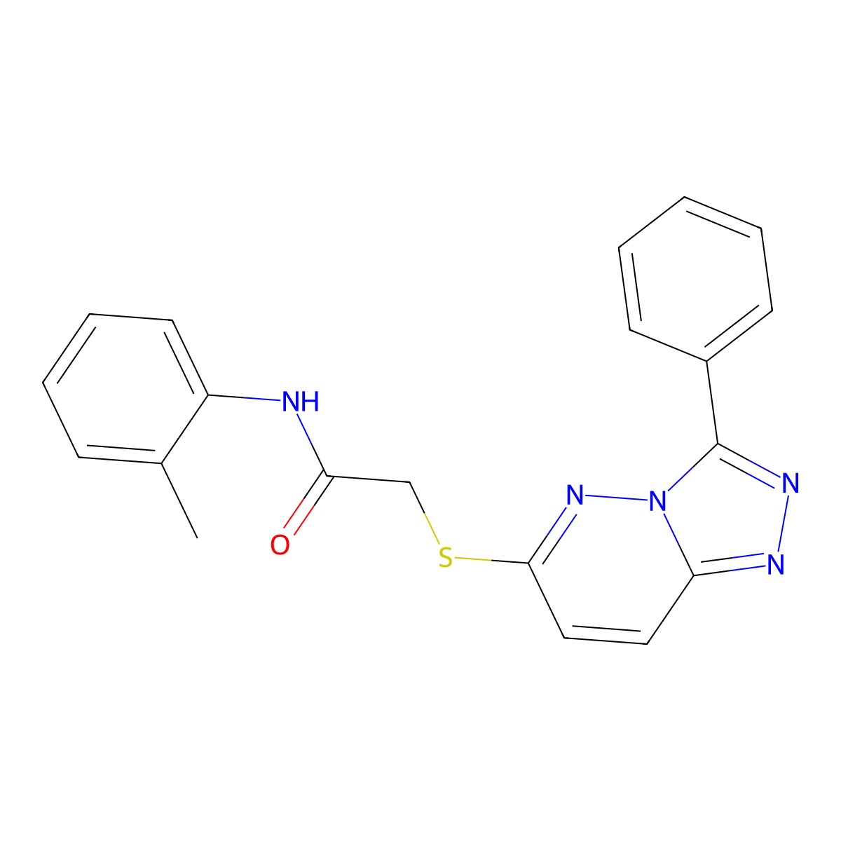 2-((3-phenyl-[1,2,4]triazolo[4,3-b]pyridazin-6-yl)thio)-N-(o-tolyl)acetamide molecular structure, CAS 852372-32-8
