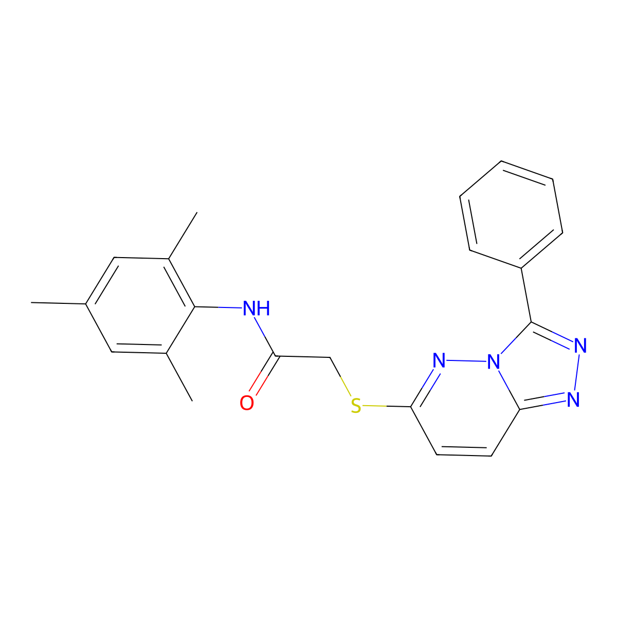 N-mesityl-2-((3-phenyl-[1,2,4]triazolo[4,3-b]pyridazin-6-yl)thio)acetamide molecular structure, CAS 852372-39-5