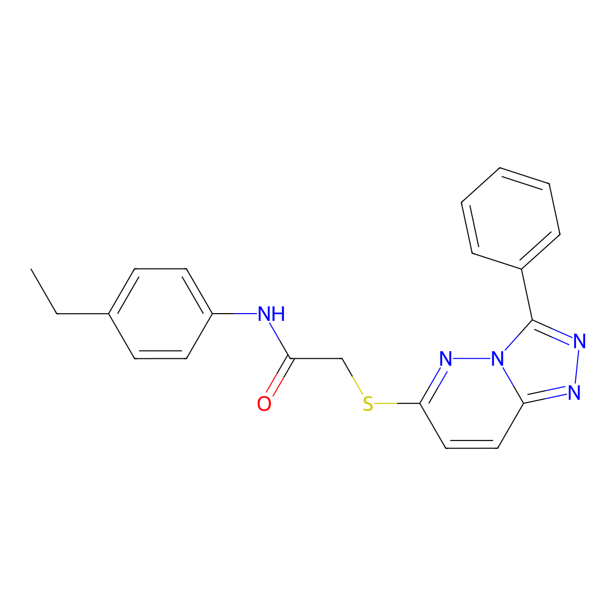 N-(4-ethylphenyl)-2-((3-phenyl-[1,2,4]triazolo[4,3-b]pyridazin-6-yl)thio)acetamide molecular structure, CAS 852372-40-8