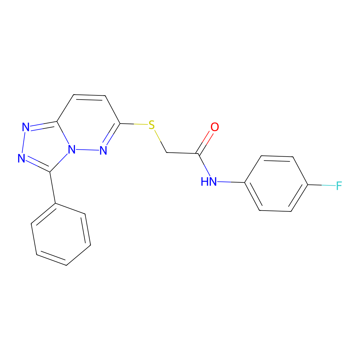 N-(4-fluorophenyl)-2-((3-phenyl-[1,2,4]triazolo[4,3-b]pyridazin-6-yl)thio)acetamide molecular structure, CAS 852372-43-1