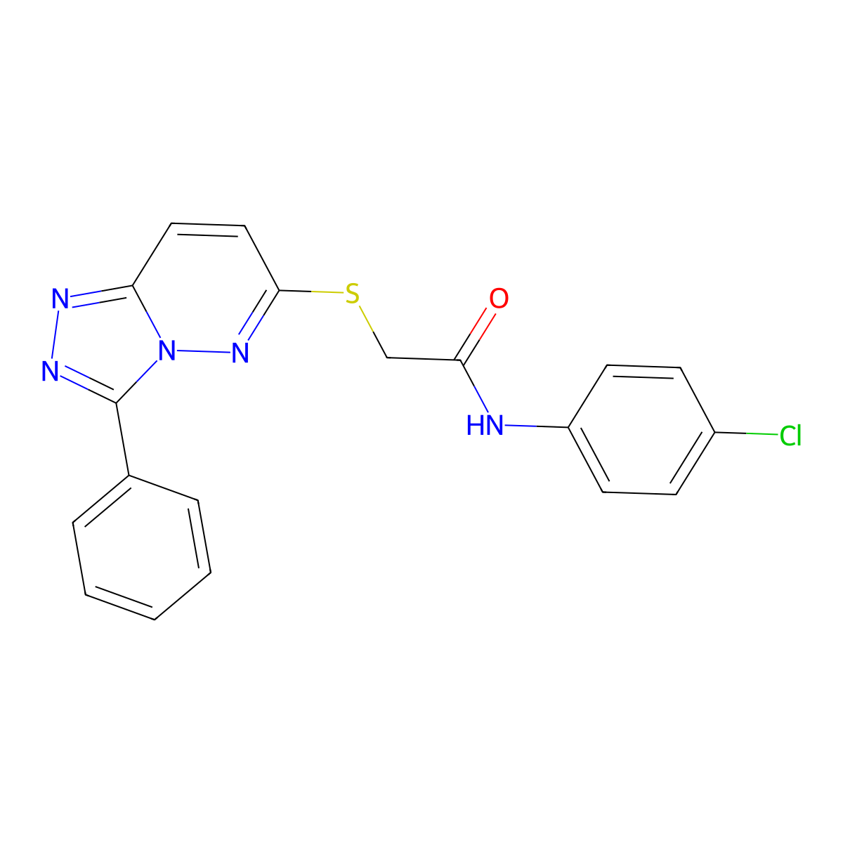 N-(4-chlorophenyl)-2-((3-phenyl-[1,2,4]triazolo[4,3-b]pyridazin-6-yl)thio)acetamide molecular structure, CAS 852372-45-3