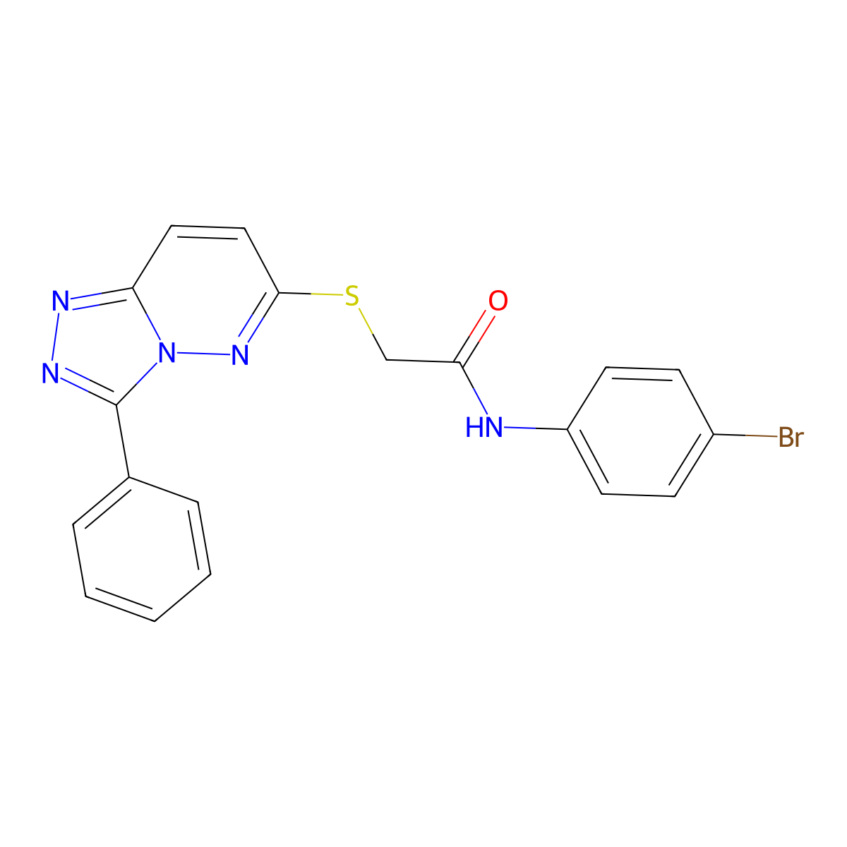 N-(4-bromophenyl)-2-((3-phenyl-[1,2,4]triazolo[4,3-b]pyridazin-6-yl)thio)acetamide molecular structure, CAS 852372-46-4
