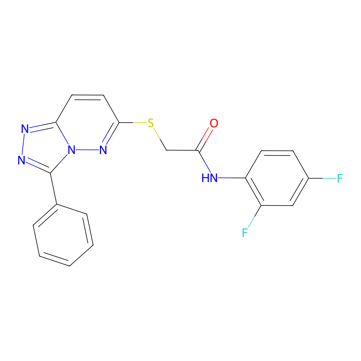 N-(2,4-difluorophenyl)-2-((3-phenyl-[1,2,4]triazolo[4,3-b]pyridazin-6-yl)thio)acetamide molecular structure, CAS 852372-47-5