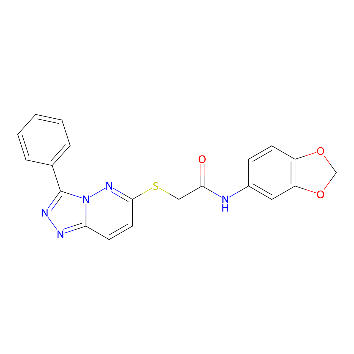 N-(benzo[d][1,3]dioxol-5-yl)-2-((3-phenyl-[1,2,4]triazolo[4,3-b]pyridazin-6-yl)thio)acetamide molecular structure, CAS 852372-58-8