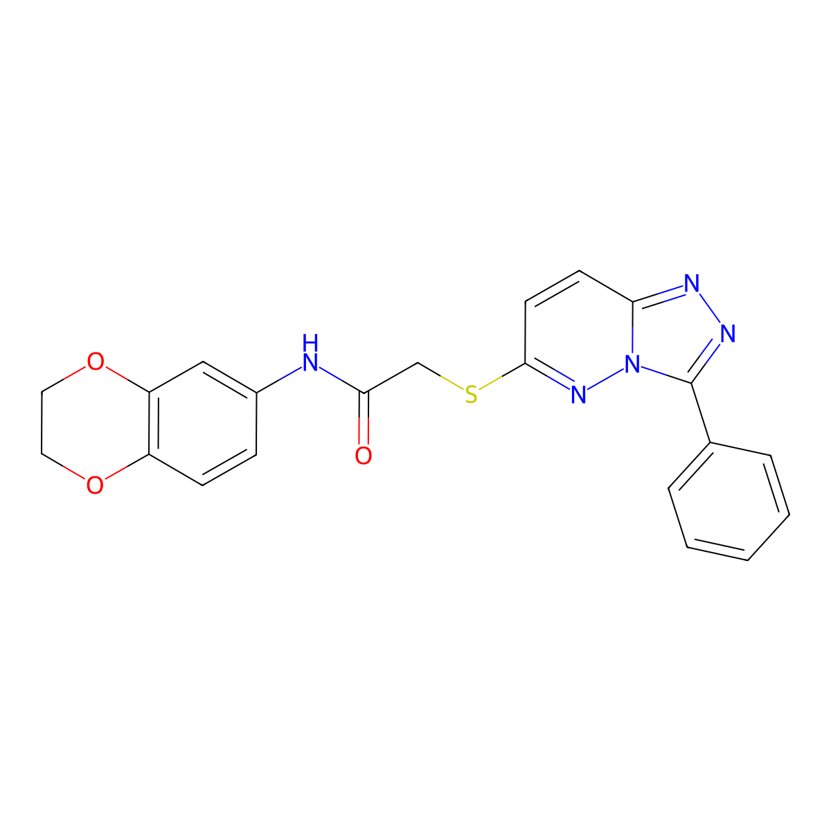 N-(2,3-dihydrobenzo[b][1,4]dioxin-6-yl)-2-((3-phenyl-[1,2,4]triazolo[4,3-b]pyridazin-6-yl)thio)acetamide molecular structure, CAS 852372-59-9