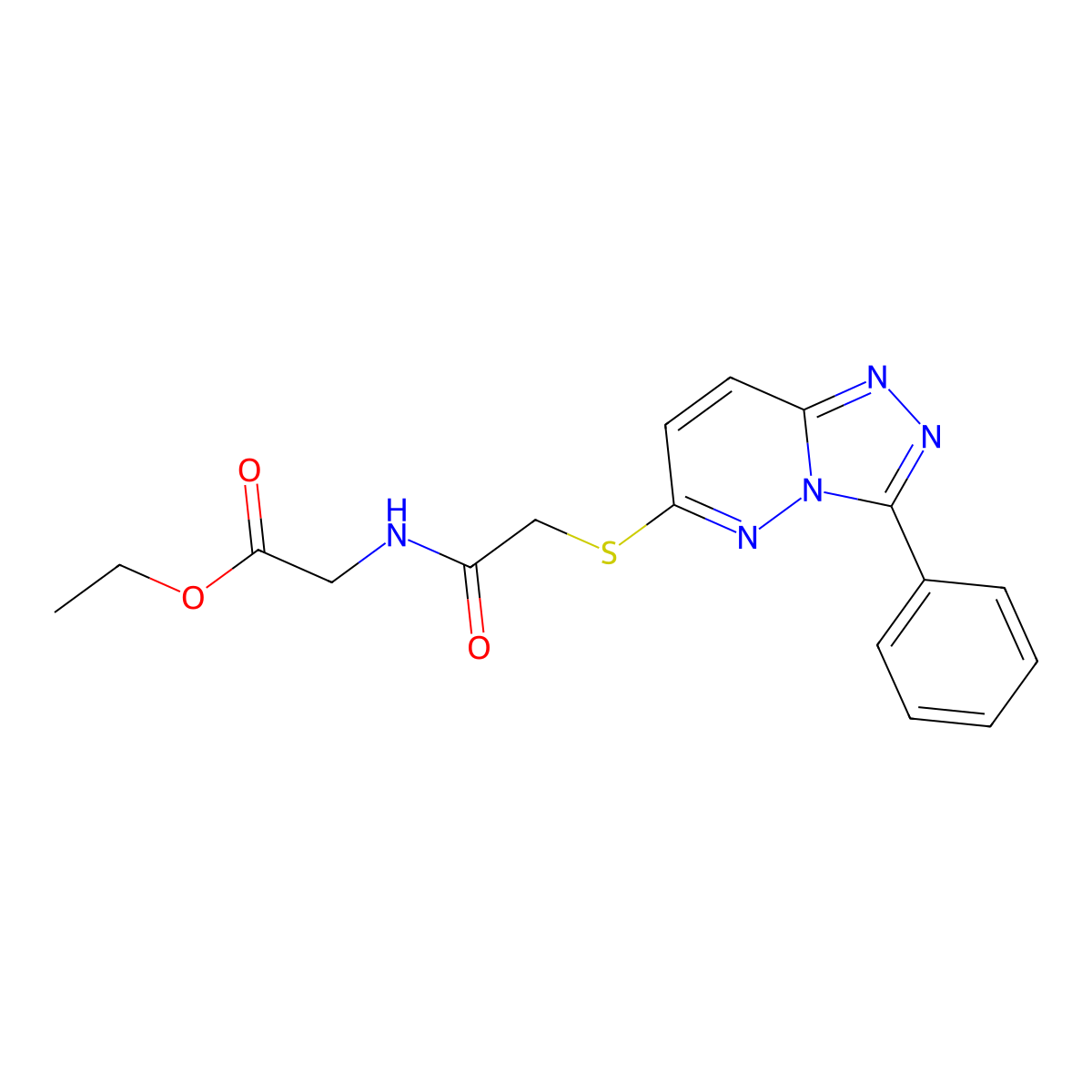 Ethyl 2-(2-((3-phenyl-[1,2,4]triazolo[4,3-b]pyridazin-6-yl)thio)acetamido)acetate molecular structure, CAS 852372-66-8