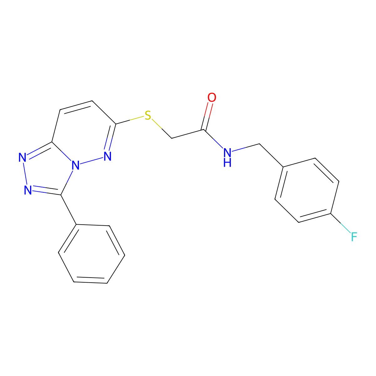 N-(4-fluorobenzyl)-2-((3-phenyl-[1,2,4]triazolo[4,3-b]pyridazin-6-yl)thio)acetamide molecular structure, CAS 852372-68-0