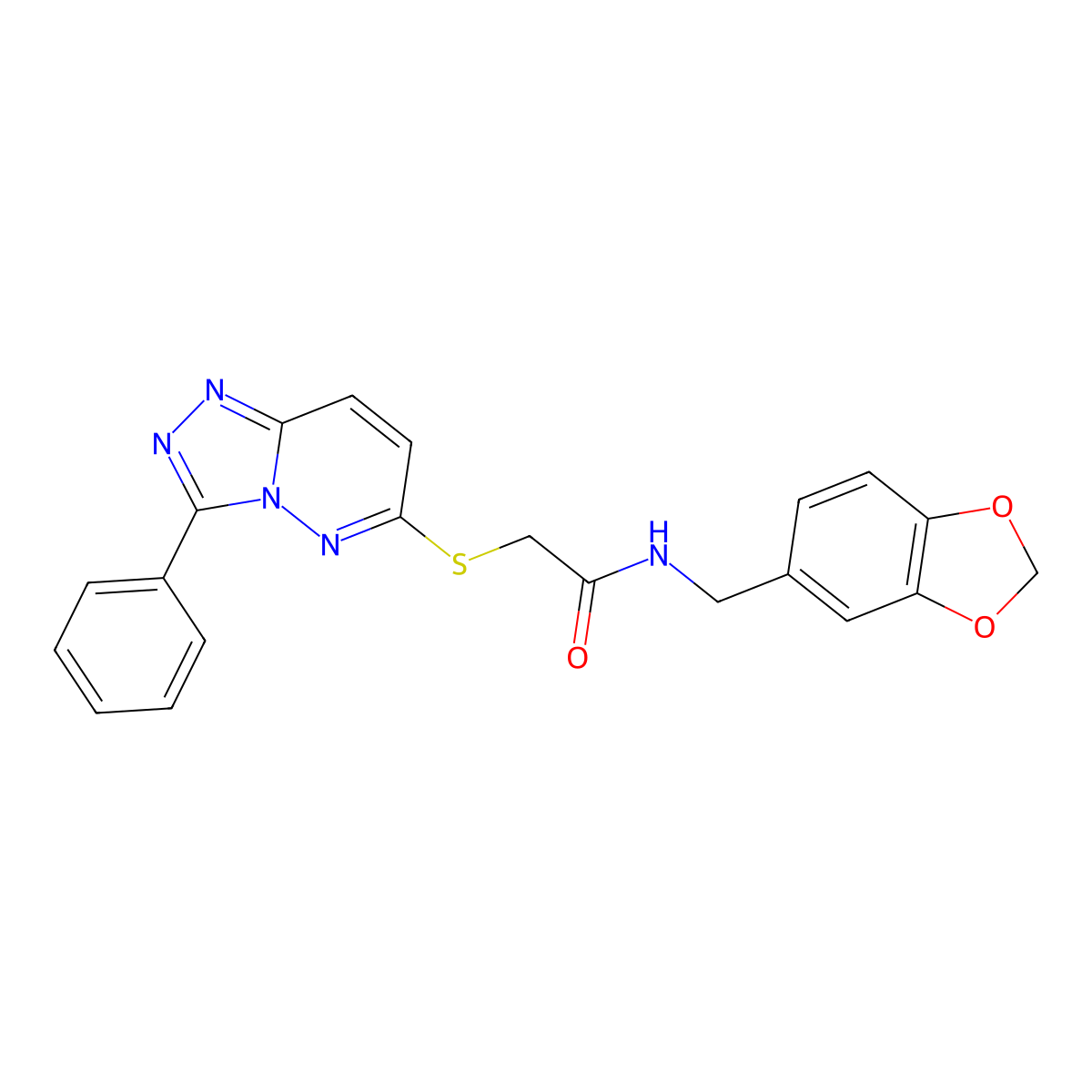 N-(benzo[d][1,3]dioxol-5-ylmethyl)-2-((3-phenyl-[1,2,4]triazolo[4,3-b]pyridazin-6-yl)thio)acetamide molecular structure, CAS 852372-69-1