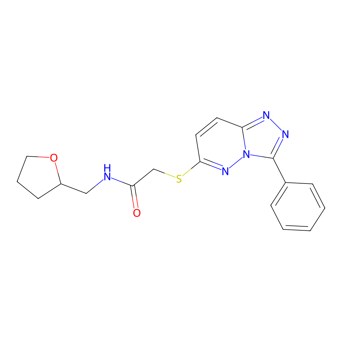 2-((3-phenyl-[1,2,4]triazolo[4,3-b]pyridazin-6-yl)thio)-N-((tetrahydrofuran-2-yl)methyl)acetamide molecular structure, CAS 852372-72-6