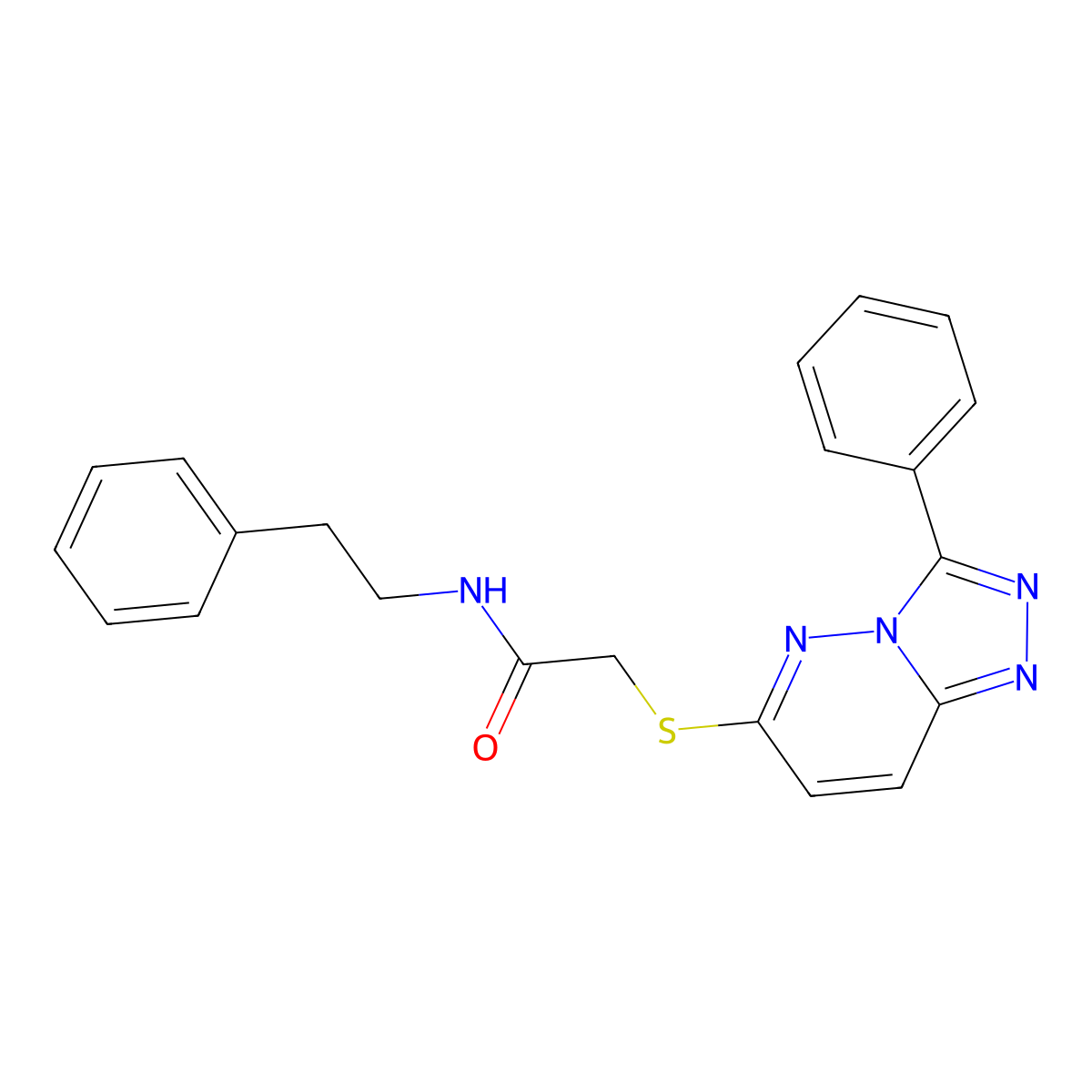 N-phenethyl-2-((3-phenyl-[1,2,4]triazolo[4,3-b]pyridazin-6-yl)thio)acetamide molecular structure, CAS 852372-73-7