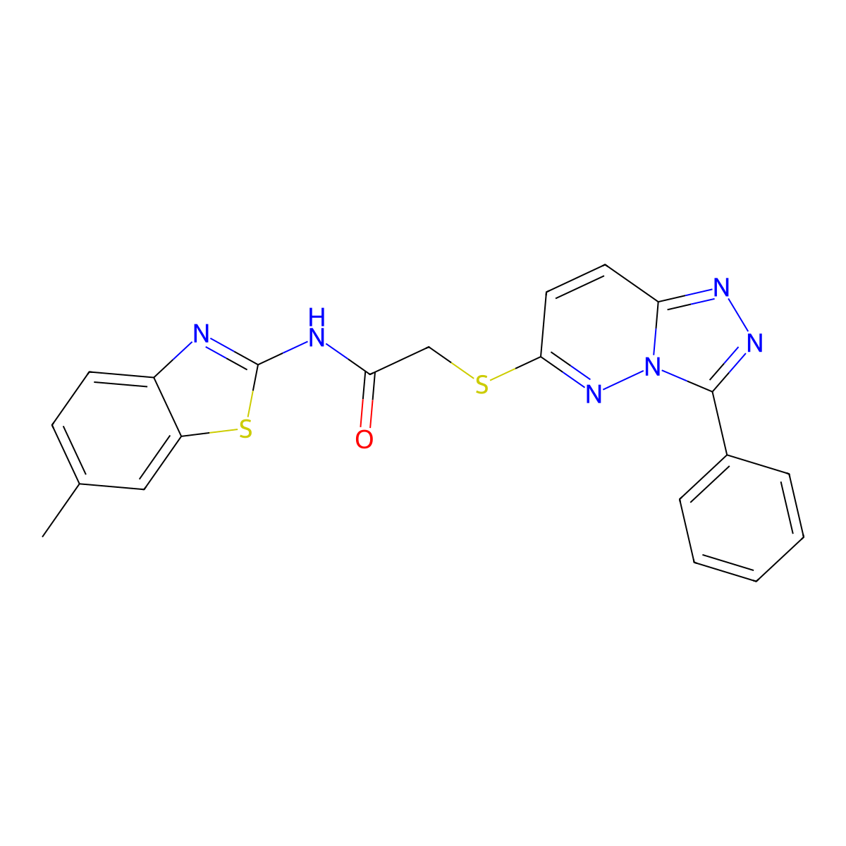N-(6-methylbenzo[d]thiazol-2-yl)-2-((3-phenyl-[1,2,4]triazolo[4,3-b]pyridazin-6-yl)thio)acetamide molecular structure, CAS 852372-76-0
