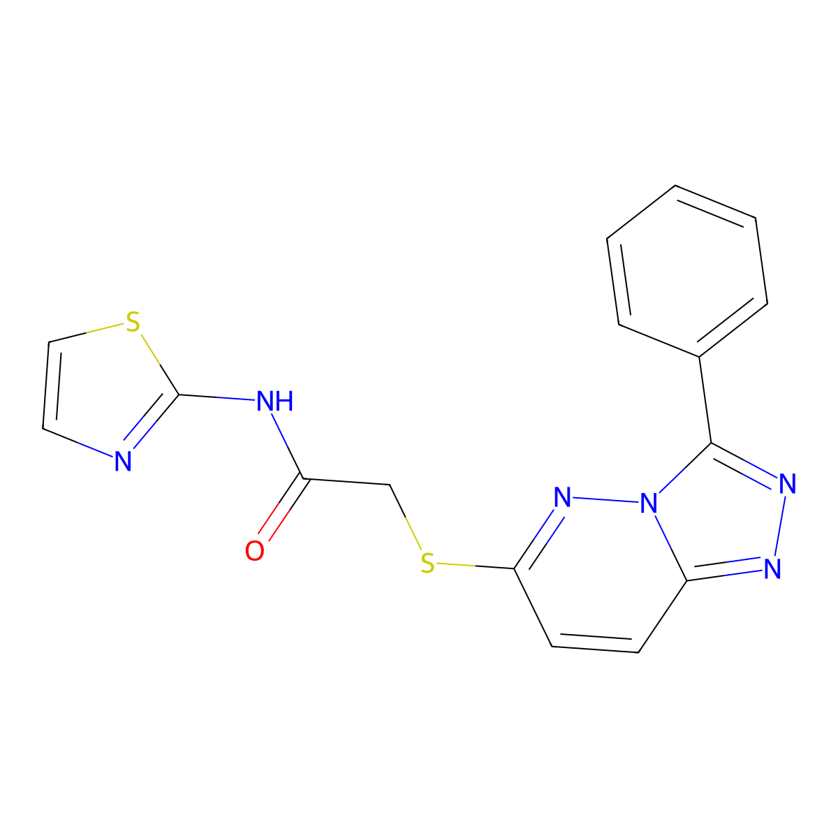 2-((3-phenyl-[1,2,4]triazolo[4,3-b]pyridazin-6-yl)thio)-N-(thiazol-2-yl)acetamide molecular structure, CAS 852372-77-1