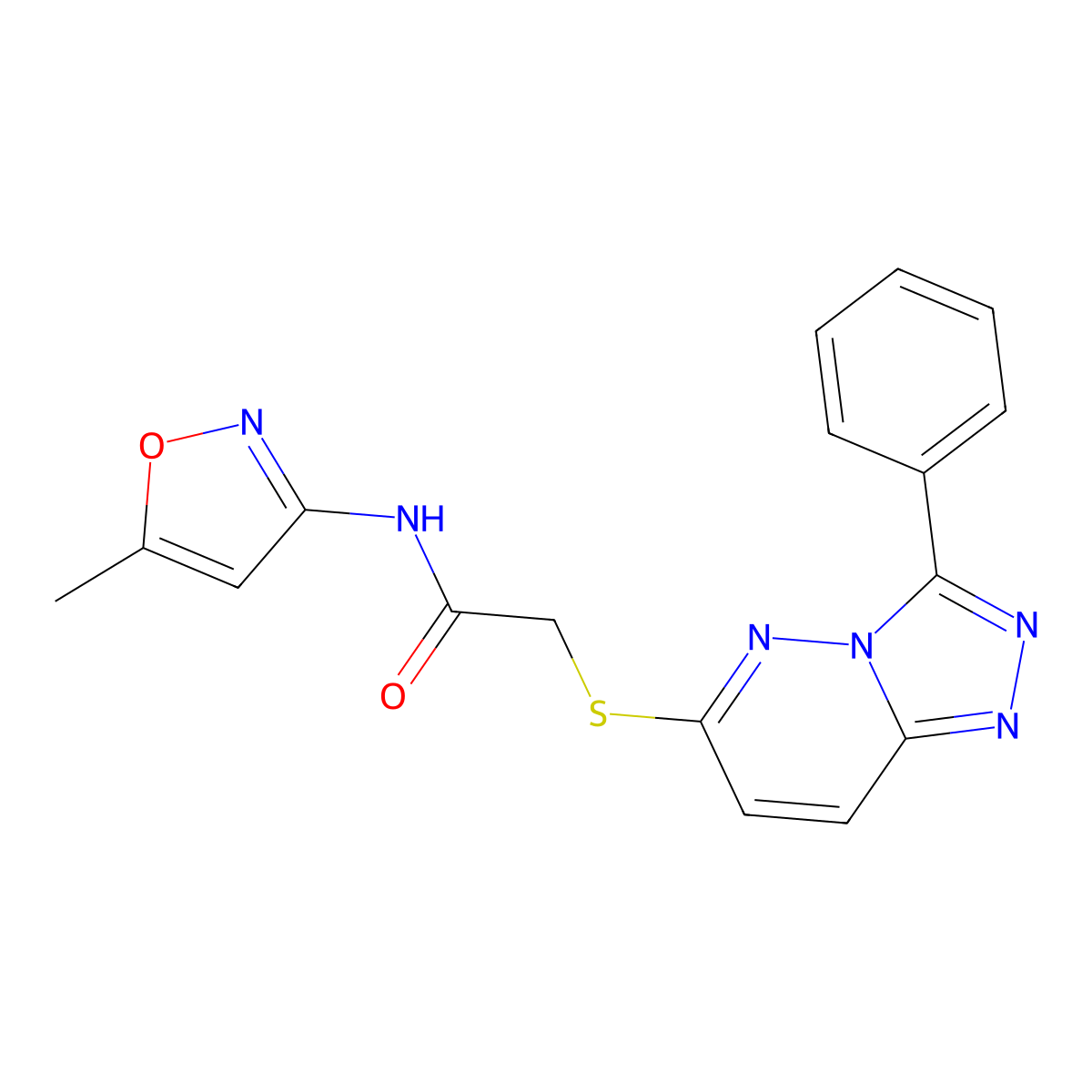 N-(5-methylisoxazol-3-yl)-2-((3-phenyl-[1,2,4]triazolo[4,3-b]pyridazin-6-yl)thio)acetamide molecular structure, CAS 852372-81-7
