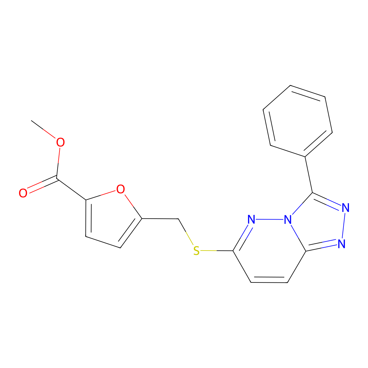 Methyl 5-[(3-phenyl-[1,2,4]triazolo[4,3-b]pyridazin-6-yl)sulfanylmethyl]furan-2-carboxylate molecular structure, CAS 852372-85-1