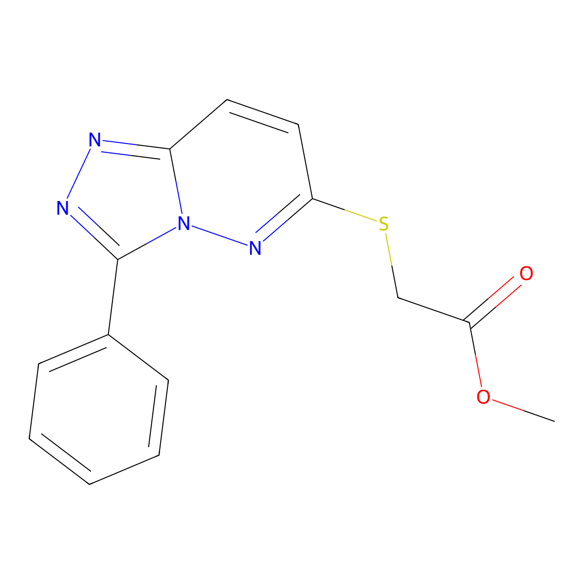 Methyl 2-((3-phenyl-[1,2,4]triazolo[4,3-b]pyridazin-6-yl)thio)acetate molecular structure, CAS 852372-89-5