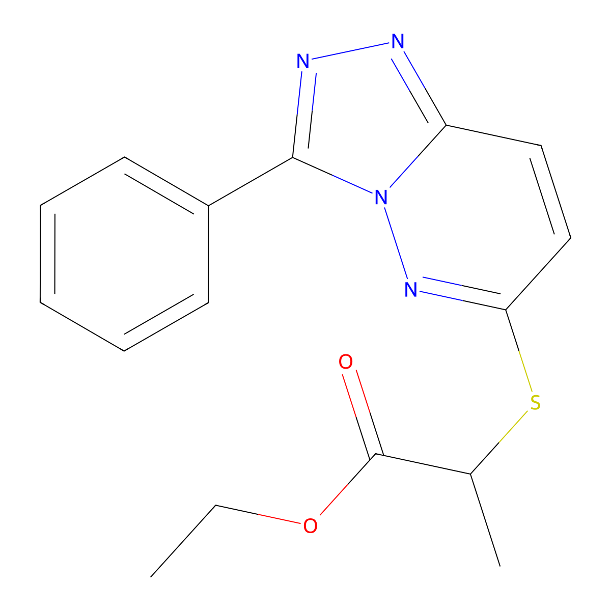 Ethyl 2-((3-phenyl-[1,2,4]triazolo[4,3-b]pyridazin-6-yl)thio)propanoate molecular structure, CAS 852372-90-8
