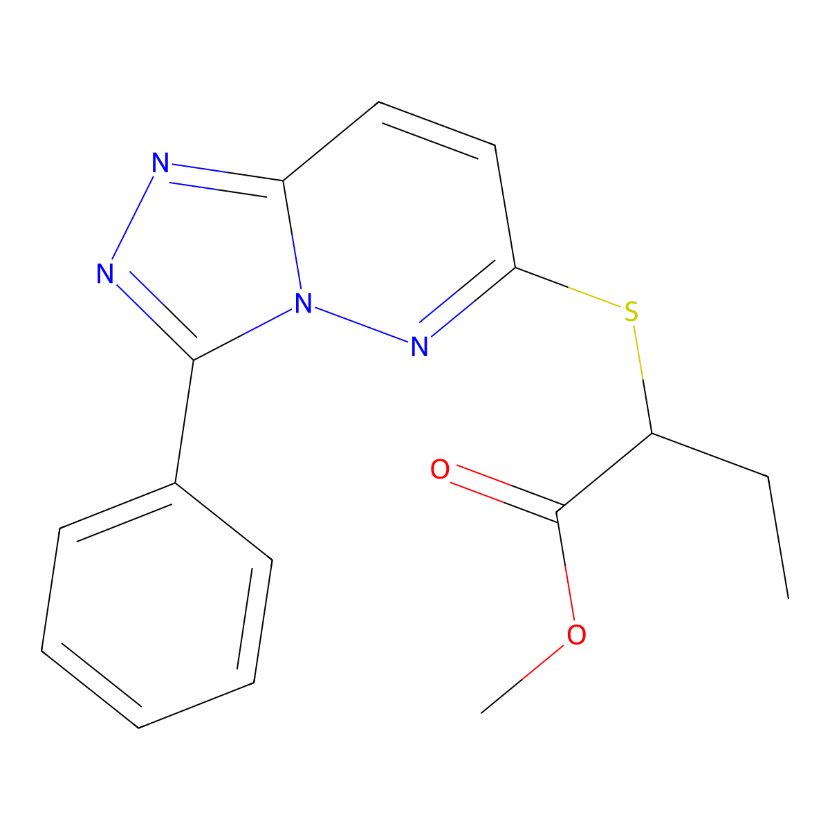 Methyl 2-((3-phenyl-[1,2,4]triazolo[4,3-b]pyridazin-6-yl)thio)butanoate molecular structure, CAS 852372-92-0