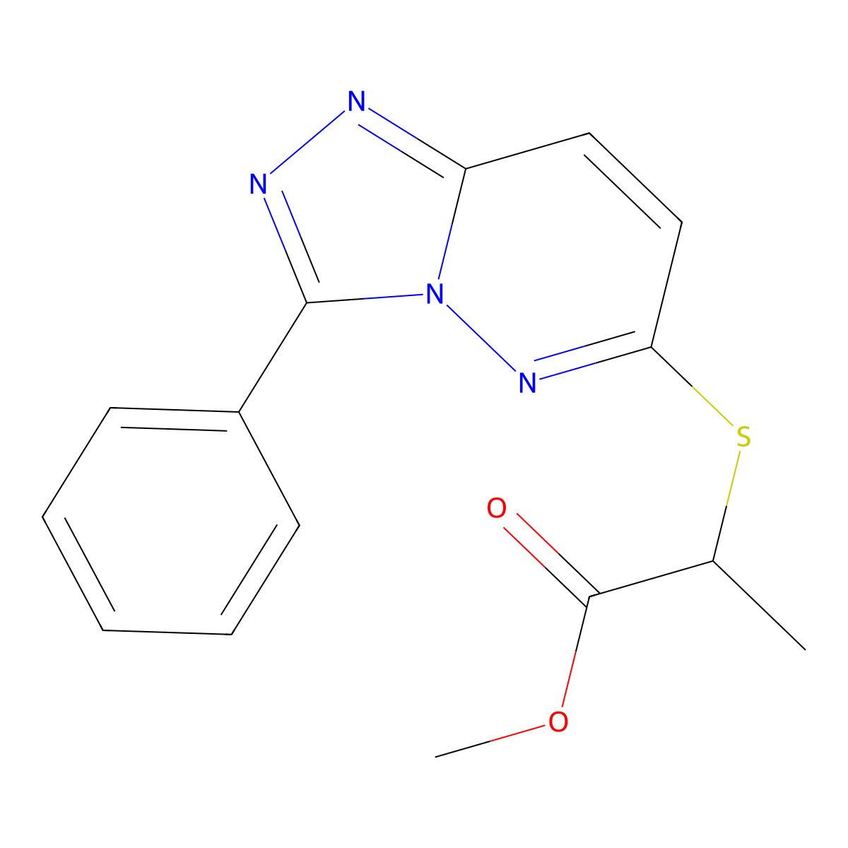 Methyl 2-((3-phenyl-[1,2,4]triazolo[4,3-b]pyridazin-6-yl)thio)propanoate molecular structure, CAS 852372-93-1