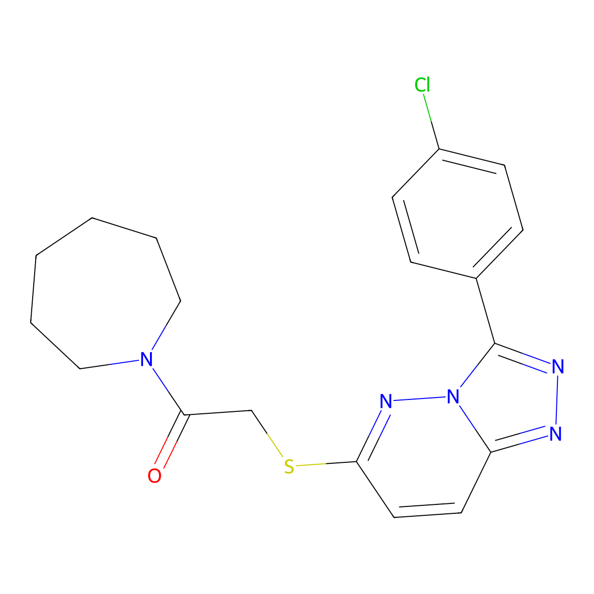 1-(Azepan-1-yl)-2-((3-(4-chlorophenyl)-[1,2,4]triazolo[4,3-b]pyridazin-6-yl)thio)ethanone molecular structure, CAS 852373-02-5
