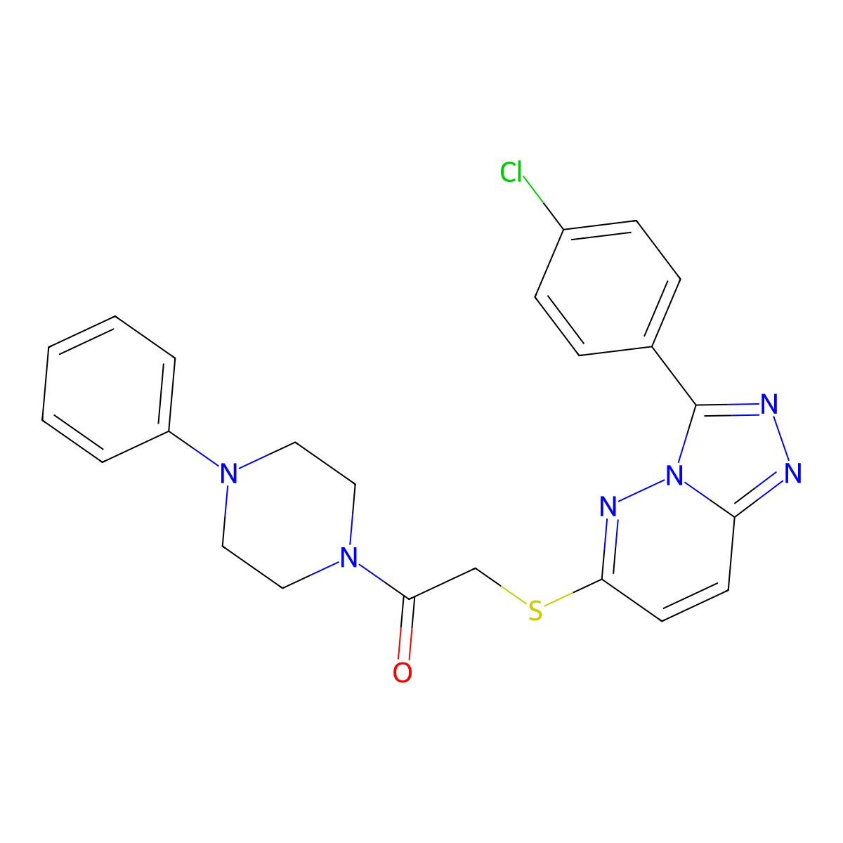 2-((3-(4-Chlorophenyl)-[1,2,4]triazolo[4,3-b]pyridazin-6-yl)thio)-1-(4-phenylpiperazin-1-yl)ethanone molecular structure, CAS 852373-05-8