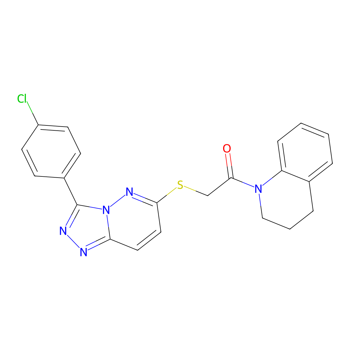 2-((3-(4-chlorophenyl)-[1,2,4]triazolo[4,3-b]pyridazin-6-yl)thio)-1-(3,4-dihydroquinolin-1(2H)-yl)ethanone molecular structure, CAS 852373-07-0