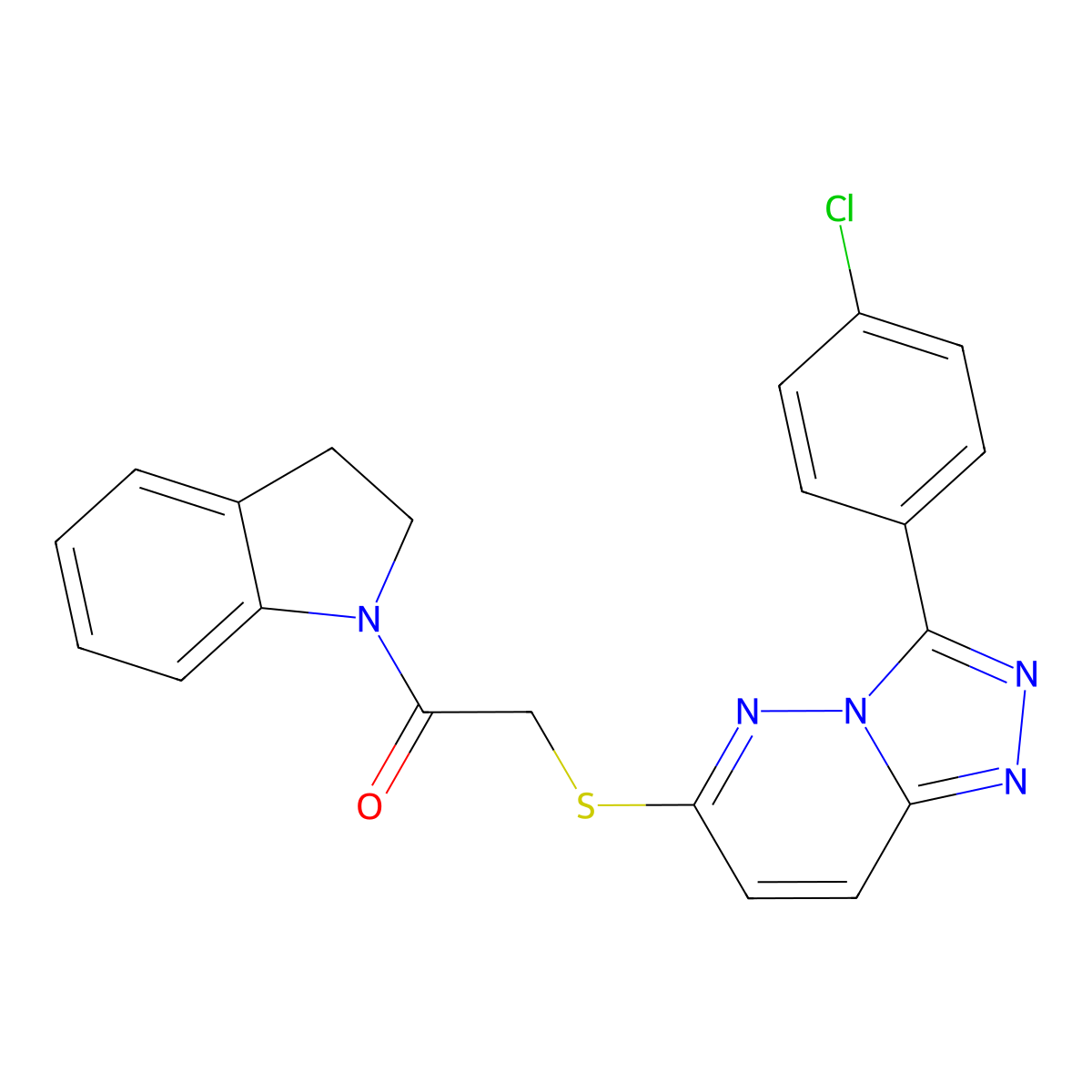 2-((3-(4-Chlorophenyl)-[1,2,4]triazolo[4,3-b]pyridazin-6-yl)thio)-1-(indolin-1-yl)ethanone molecular structure, CAS 852373-08-1