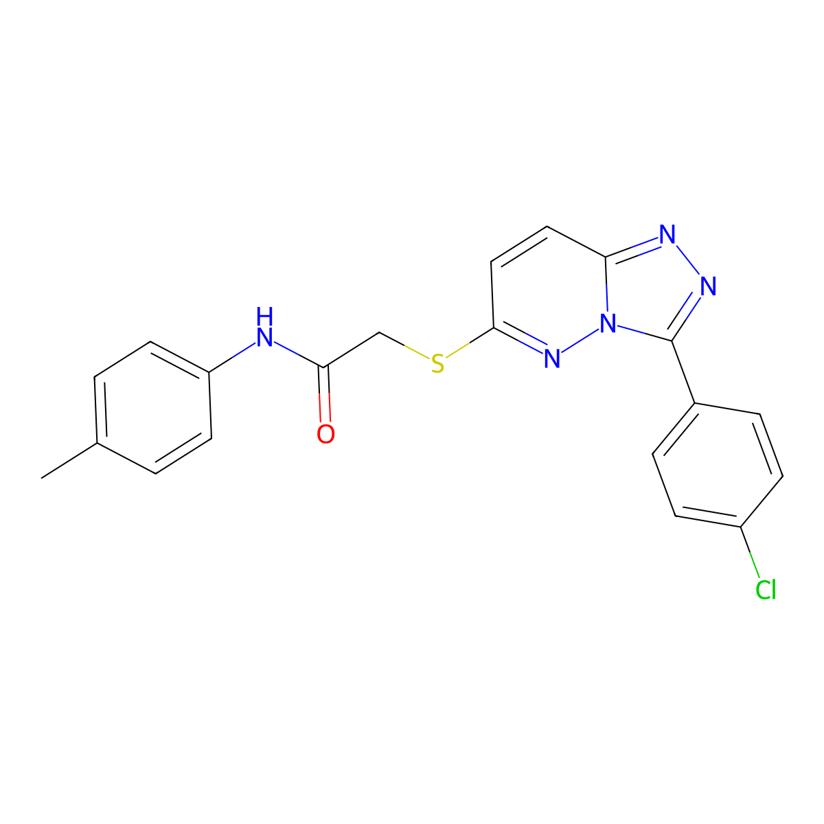 2-((3-(4-chlorophenyl)-[1,2,4]triazolo[4,3-b]pyridazin-6-yl)thio)-N-(p-tolyl)acetamide molecular structure, CAS 852373-13-8