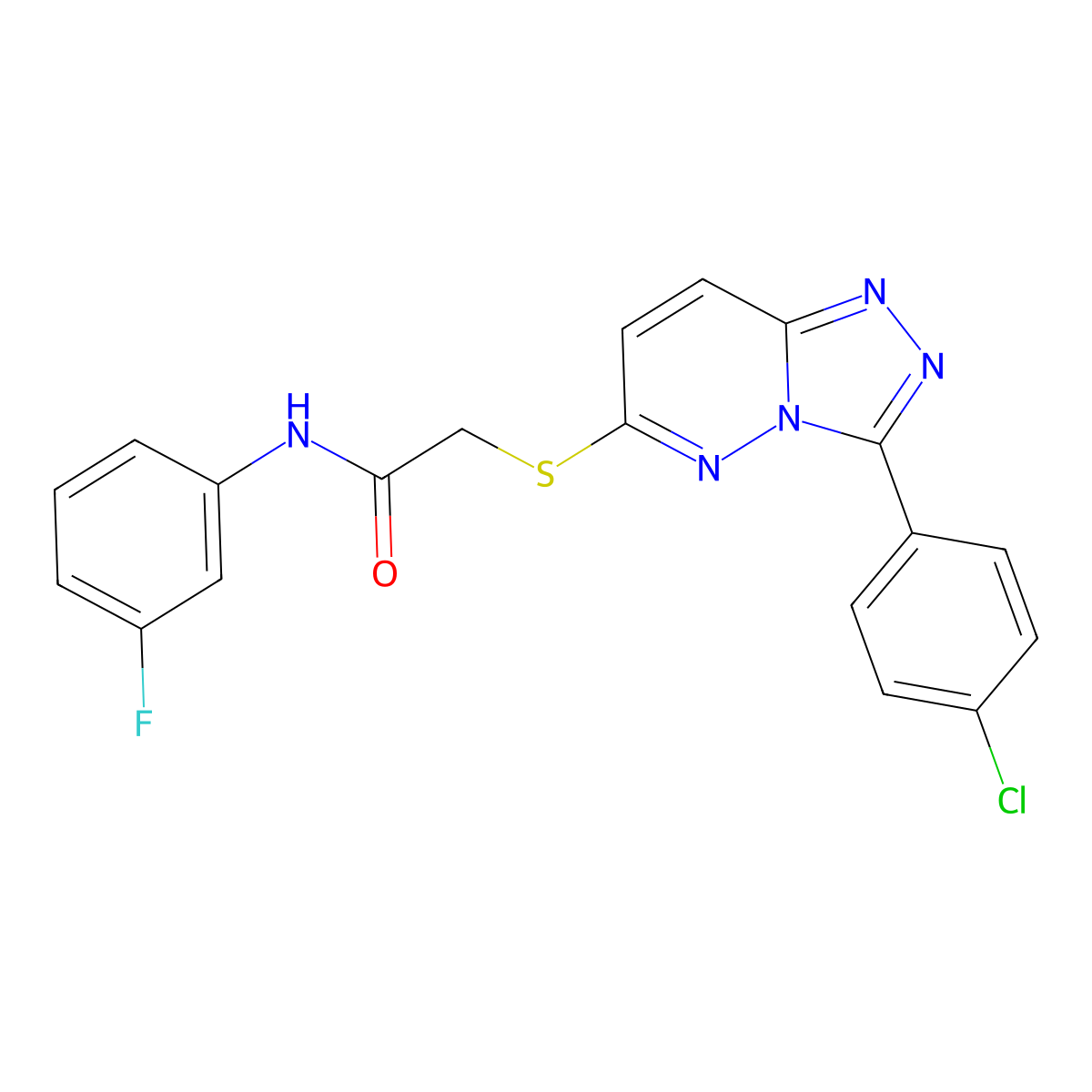 2-((3-(4-chlorophenyl)-[1,2,4]triazolo[4,3-b]pyridazin-6-yl)thio)-N-(3-fluorophenyl)acetamide molecular structure, CAS 852373-18-3